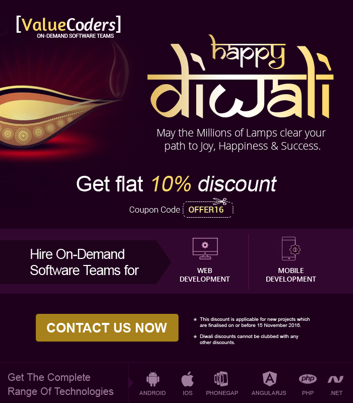 Diwali Offer Valuecoders 10 Off On Web Mobile Development Projects