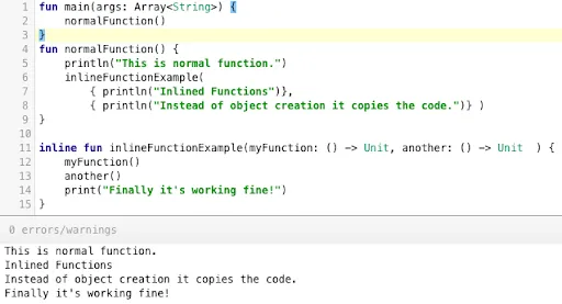 inline function of kotlin